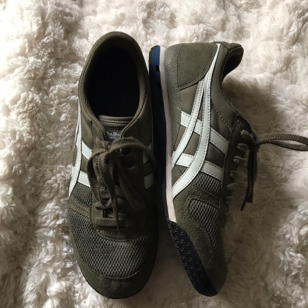 Olive green and baby blue onitsuka tiger ASICS sneakers